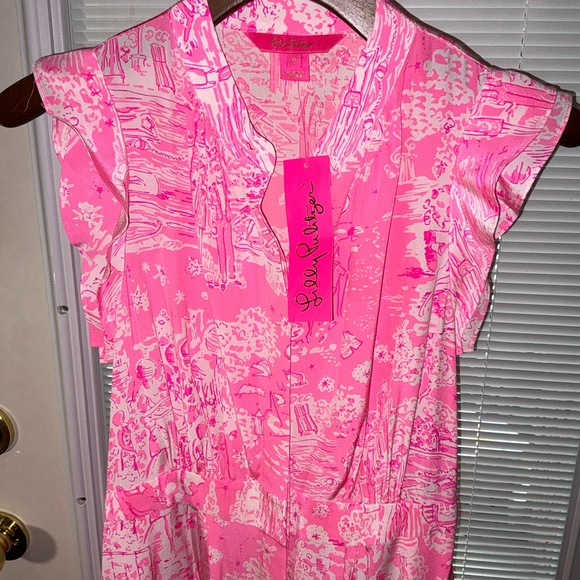 Lilly Pulitzer🦄 NWT Palm Beach Silk Midi Dress Pop Up Skinny Dipping 🦄 - Picture 5 of 12